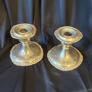 set of 2 vintage silver plated candle holders